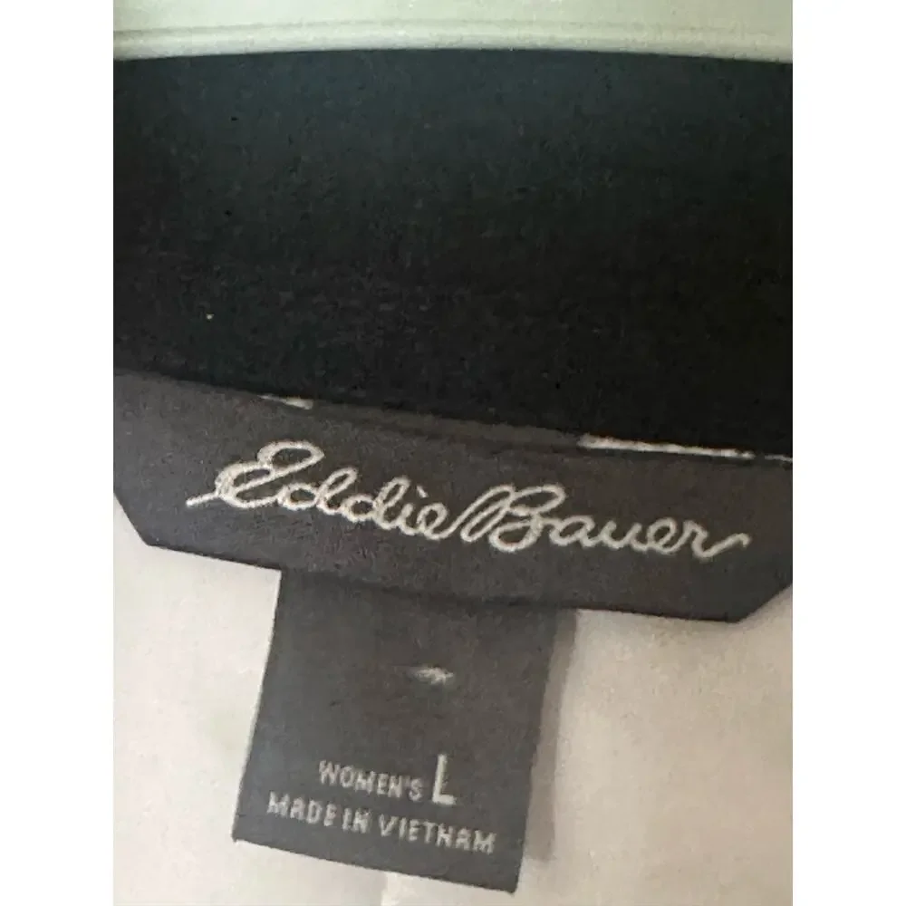 Eddie Bauer Jacket Emberlite Hybrid Zip Up Puffer White Black Womens Large - Picture 8 of 8